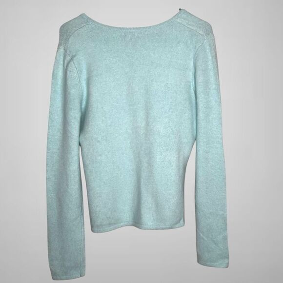 Sarah Spencer Sweater Womens Medium Blue V-Neck‎ Soft Angora Wool Preppy Office - Picture 5 of 12